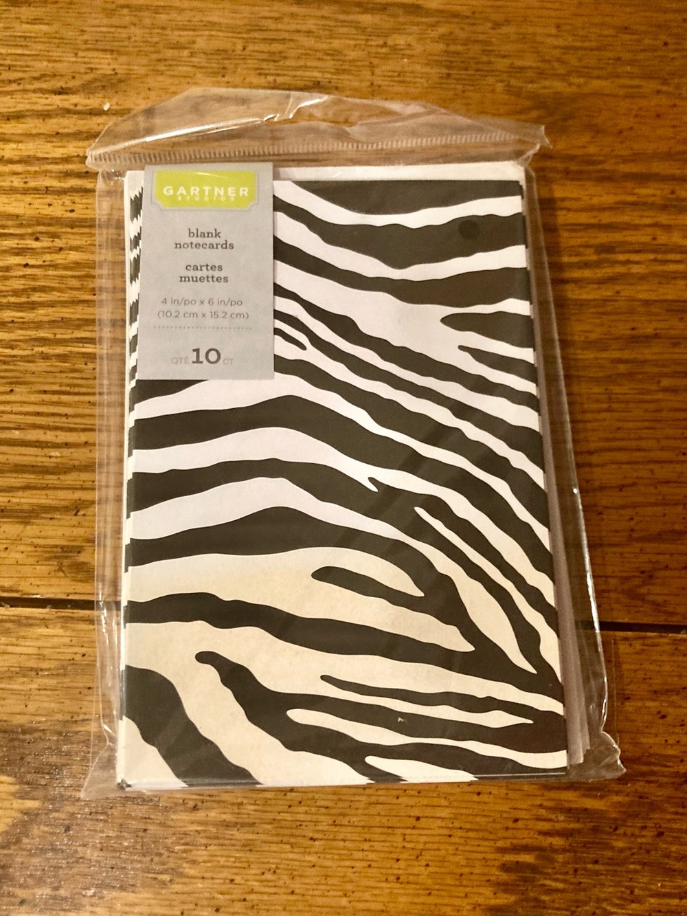 Gartner Studios  10ct Notecards Zebra Print Black & White